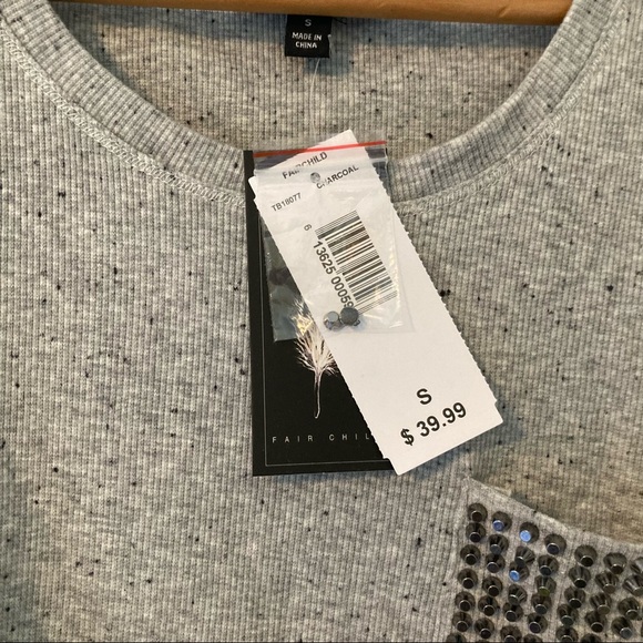 Tee with Decorative Metal Studded Pocket - Picture 4 of 6